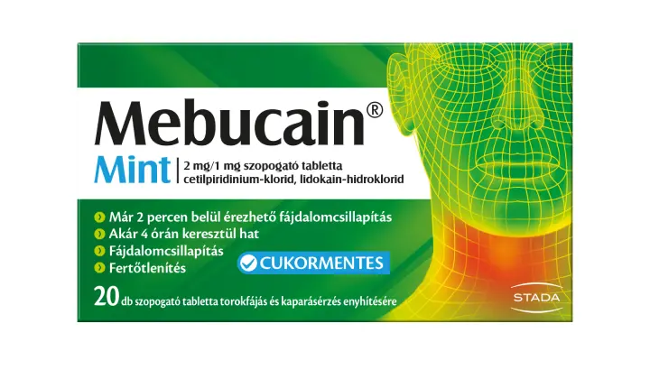 Mebucain Mint 2 mg/1 mg szopogató tabletta